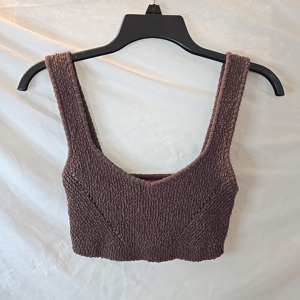 Urban Outfitters Cropped Knit Sweater Tank Brown‎ Size S Y2K 90s Festival